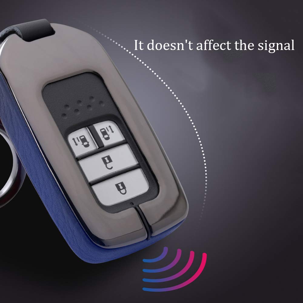 ontto Key Fob Cover for Honda Accord Civic CRV Remote Key Case Holder Metal Leather Protection with Keychain Red - View 6 of 7