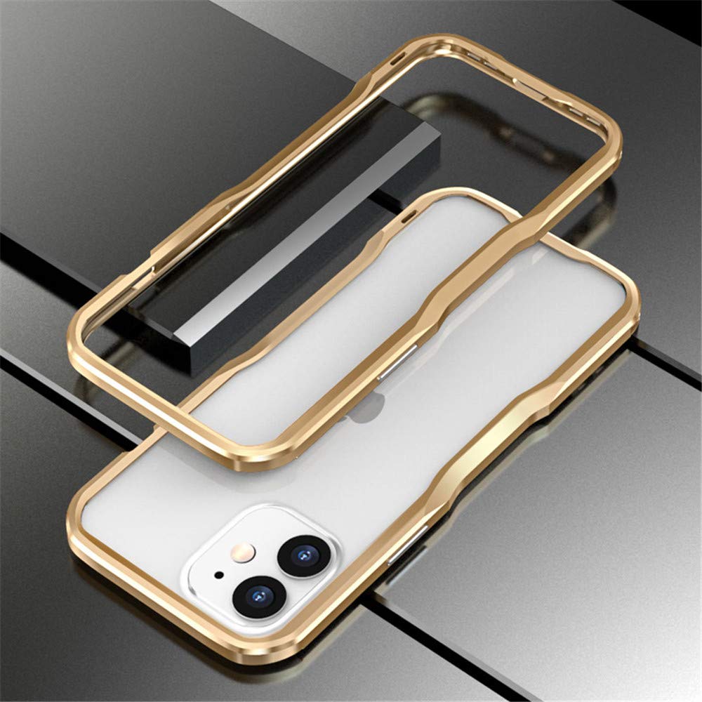 HENGHUI Aluminum Bumpers for iPhone 12 Pro and iPhone 12 Slim Shock Absorbent Metal Frame Case in Gold