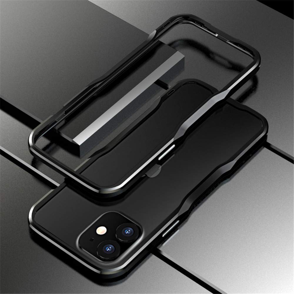 HENGHUI HENGHUI Aluminum Bumpers for iPhone 12 Pro and iPhone 12 Slim Shock Absorbent Metal Frame Bumper Case in Black
