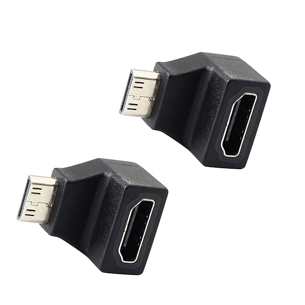 PNGKNYOCN YOUCHENG Mini HDMI Adapter 90 Degree Right Angle - 4K 1080P Connector for Cameras & Projectors (2-Pack)