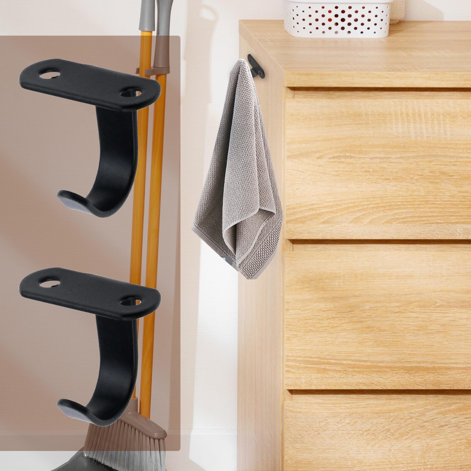 Antrader 12 Pack Stainless Steel Ceiling Hooks Under Shelf Coat Hangers for Bathroom Kitchen Cabinet Black - View 7 of 7