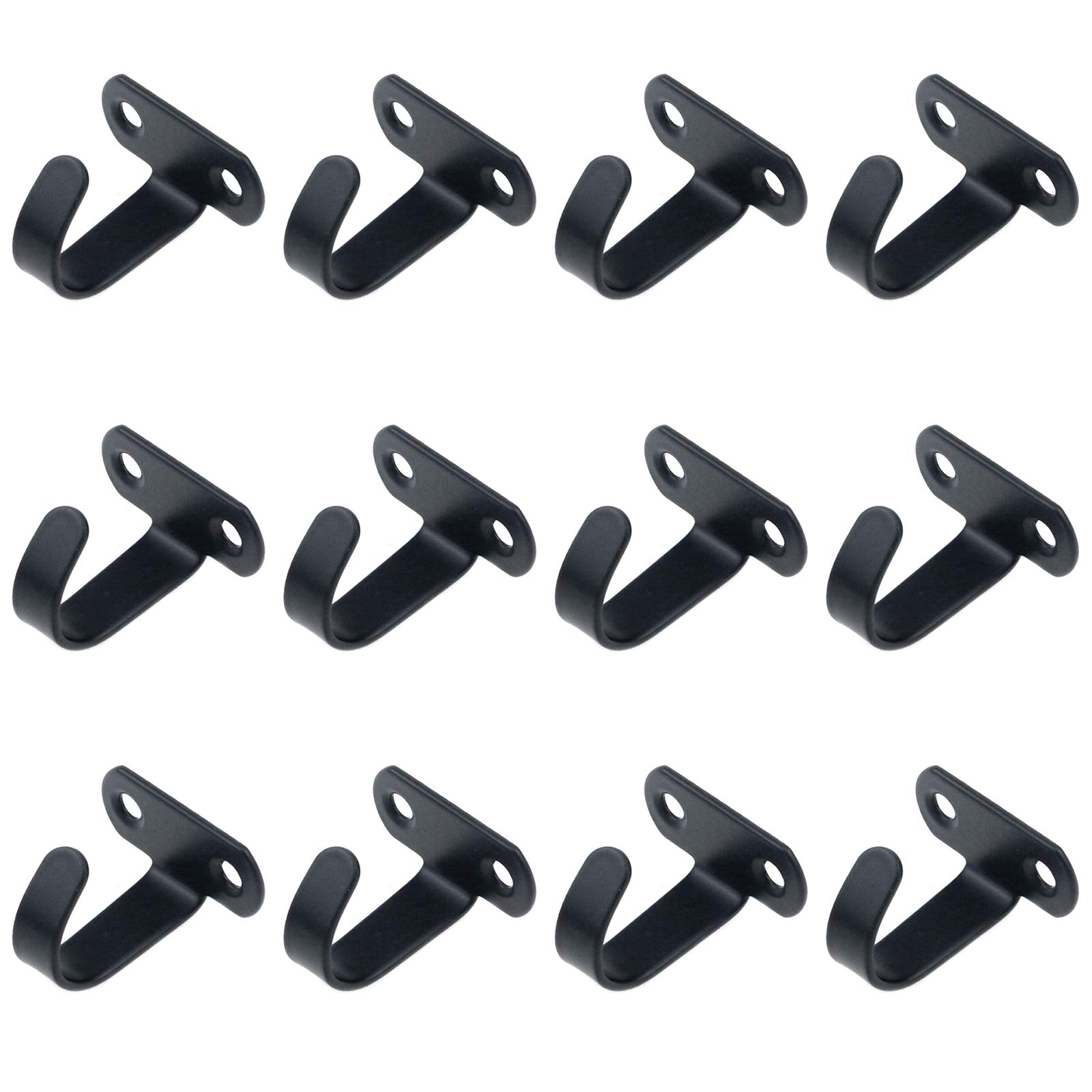Antrader 12 Pack Stainless Steel Ceiling Hooks Under Shelf Coat Hangers for Bathroom Kitchen Cabinet Black