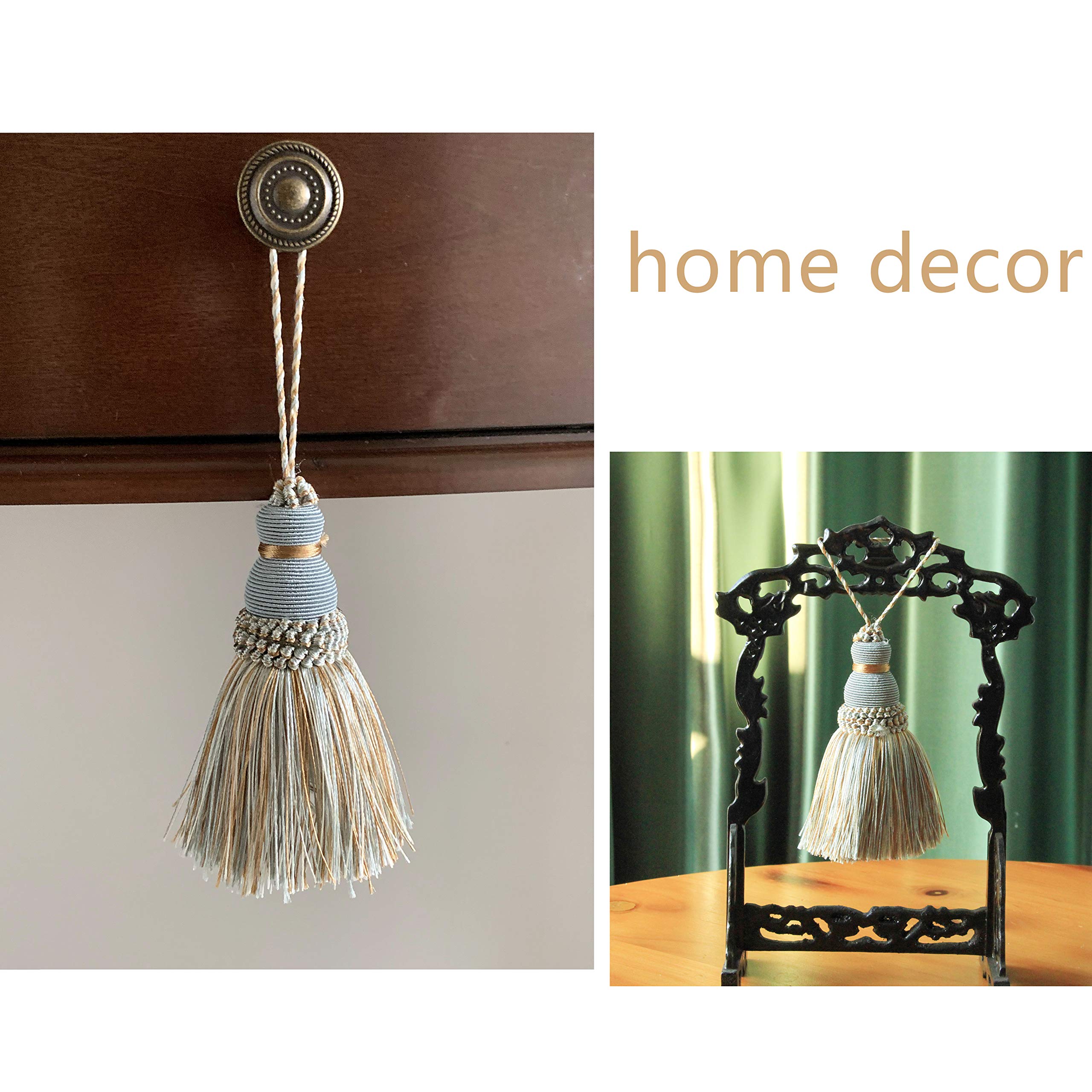 BEL AVENIR Mix Blue Tassels Key Tassel Handmade Craft Charms DIY Accessories for Elegant Home Decoration 2 pcs - View 4 of 6