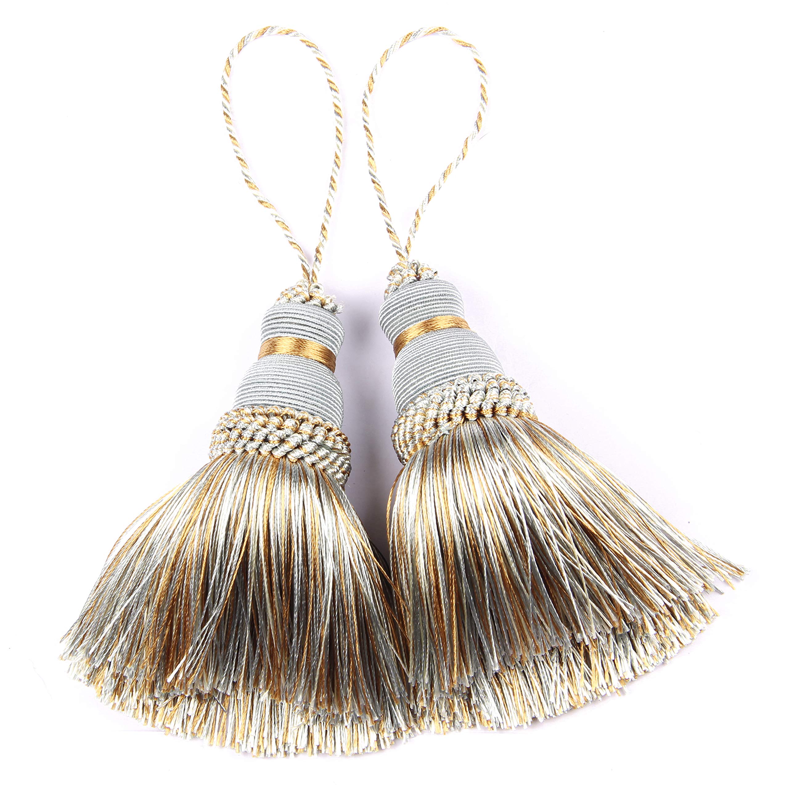 BEL AVENIR Mix Blue Tassels Key Tassel Handmade Craft Charms DIY Accessories for Elegant Home Decoration 2 pcs