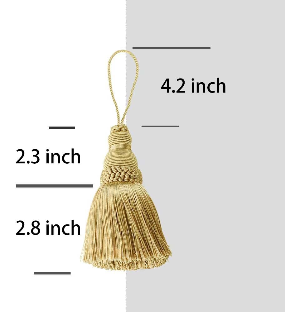 BEL AVENIR Gold Tassels Key Tassel Handmade Craft Charms DIY Accessories Elegant Soft Curtain Home Decoration 2 pcs - View 2 of 6
