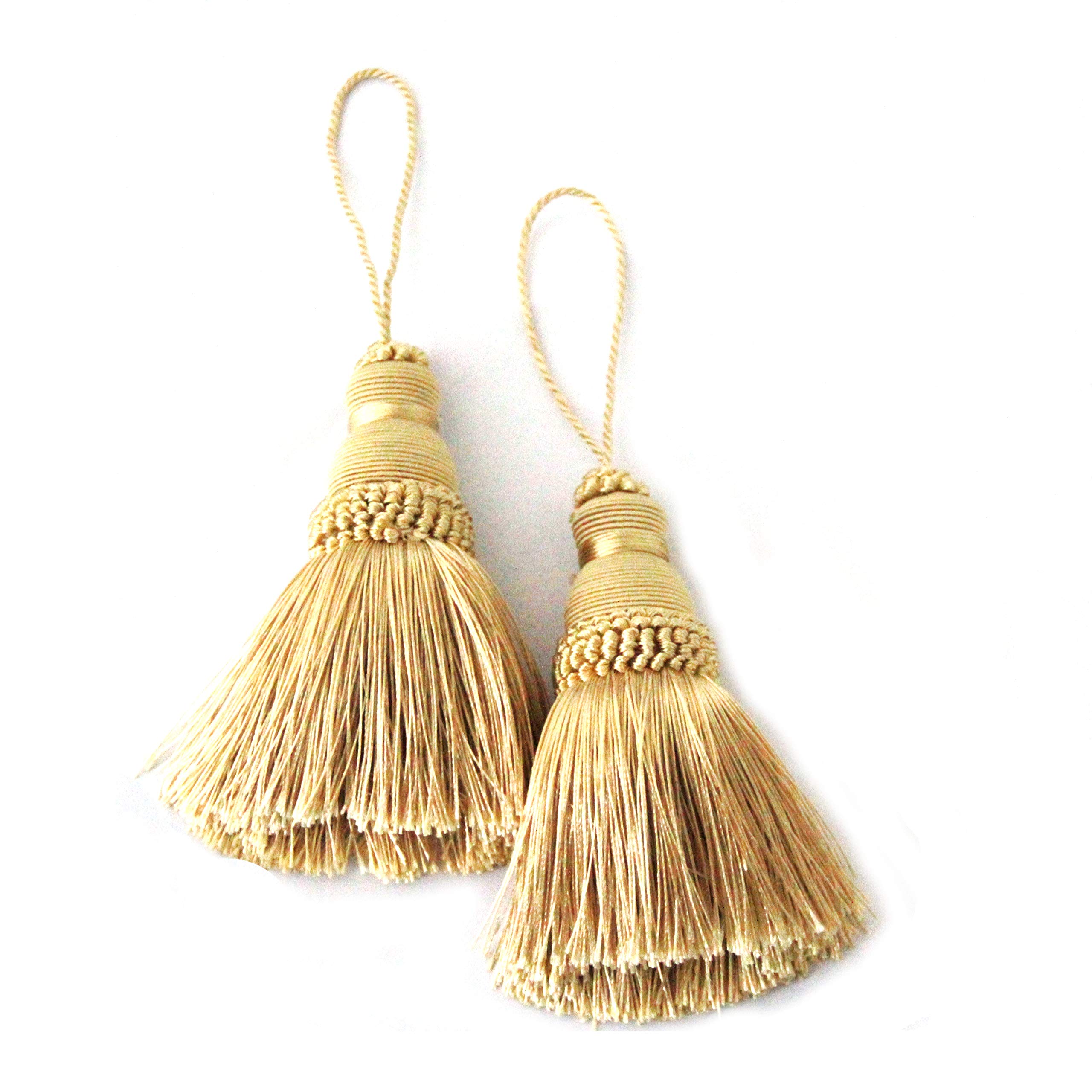 BEL AVENIR Gold Tassels Key Tassel Handmade Craft Charms DIY Accessories Elegant Soft Curtain Home Decoration 2 pcs - View 3 of 6