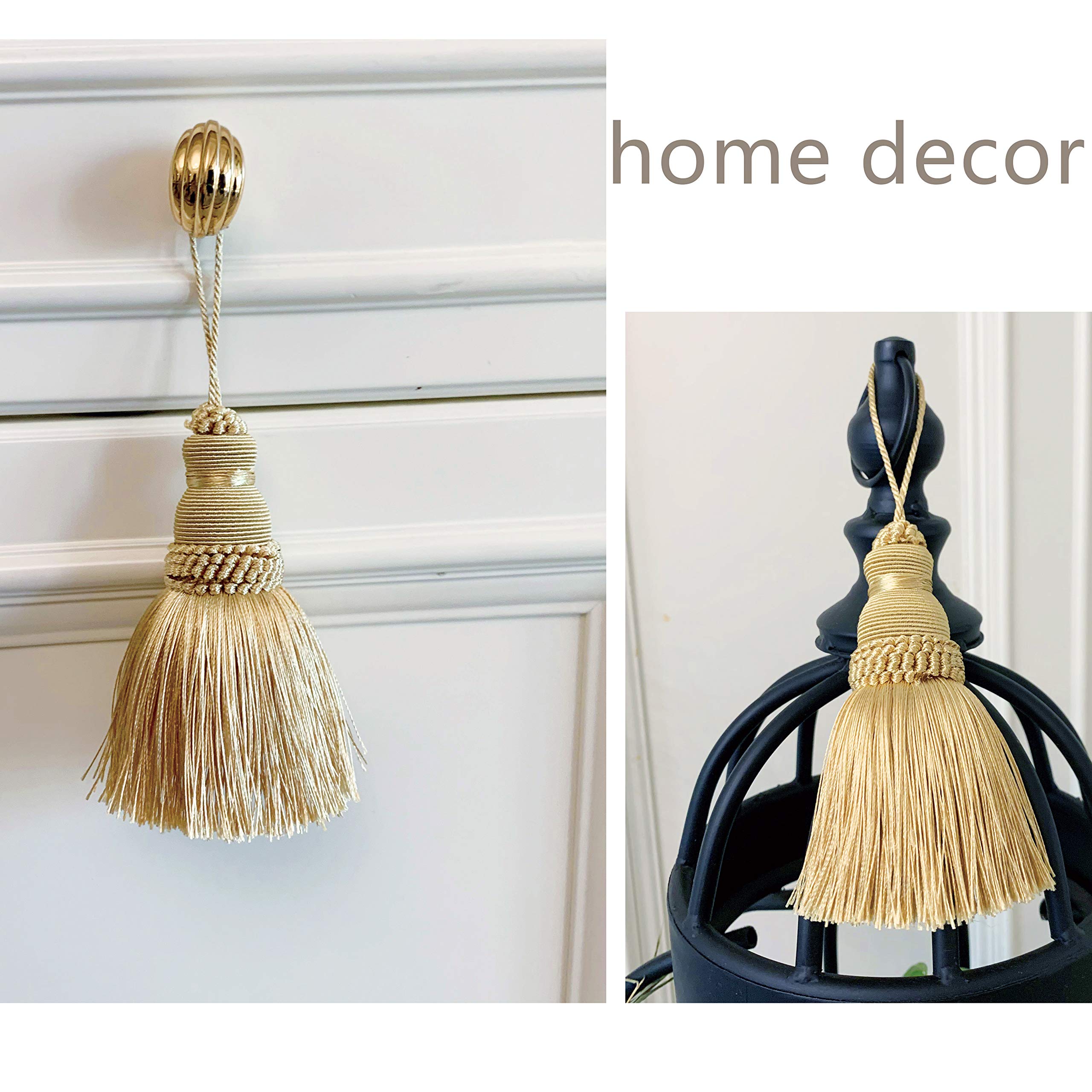 BEL AVENIR Gold Tassels Key Tassel Handmade Craft Charms DIY Accessories Elegant Soft Curtain Home Decoration 2 pcs - View 4 of 6