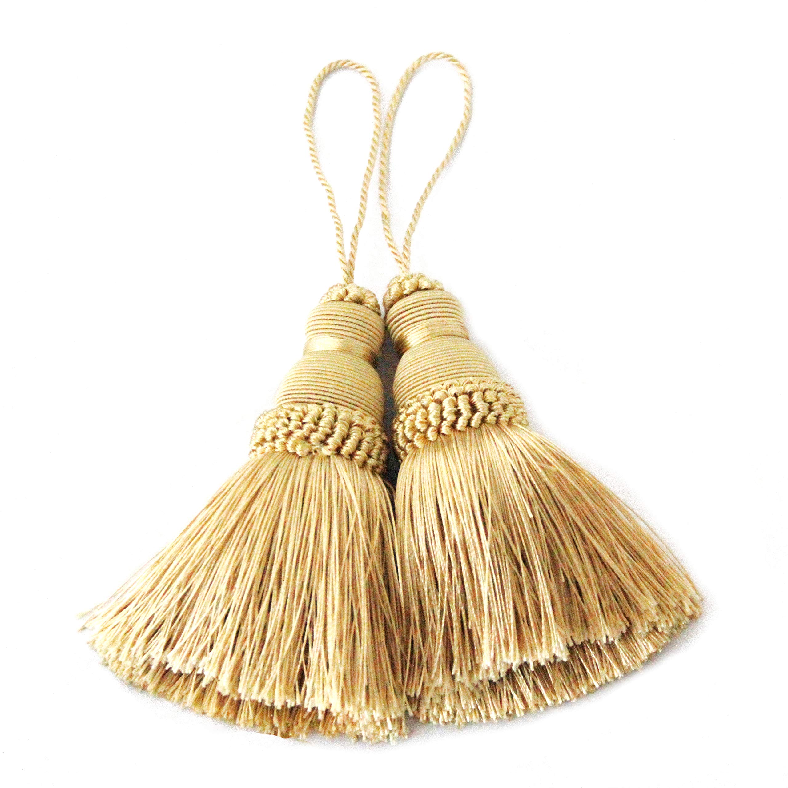 BEL AVENIR Gold Tassels Key Tassel Handmade Craft Charms DIY Accessories Elegant Soft Curtain Home Decoration 2 pcs