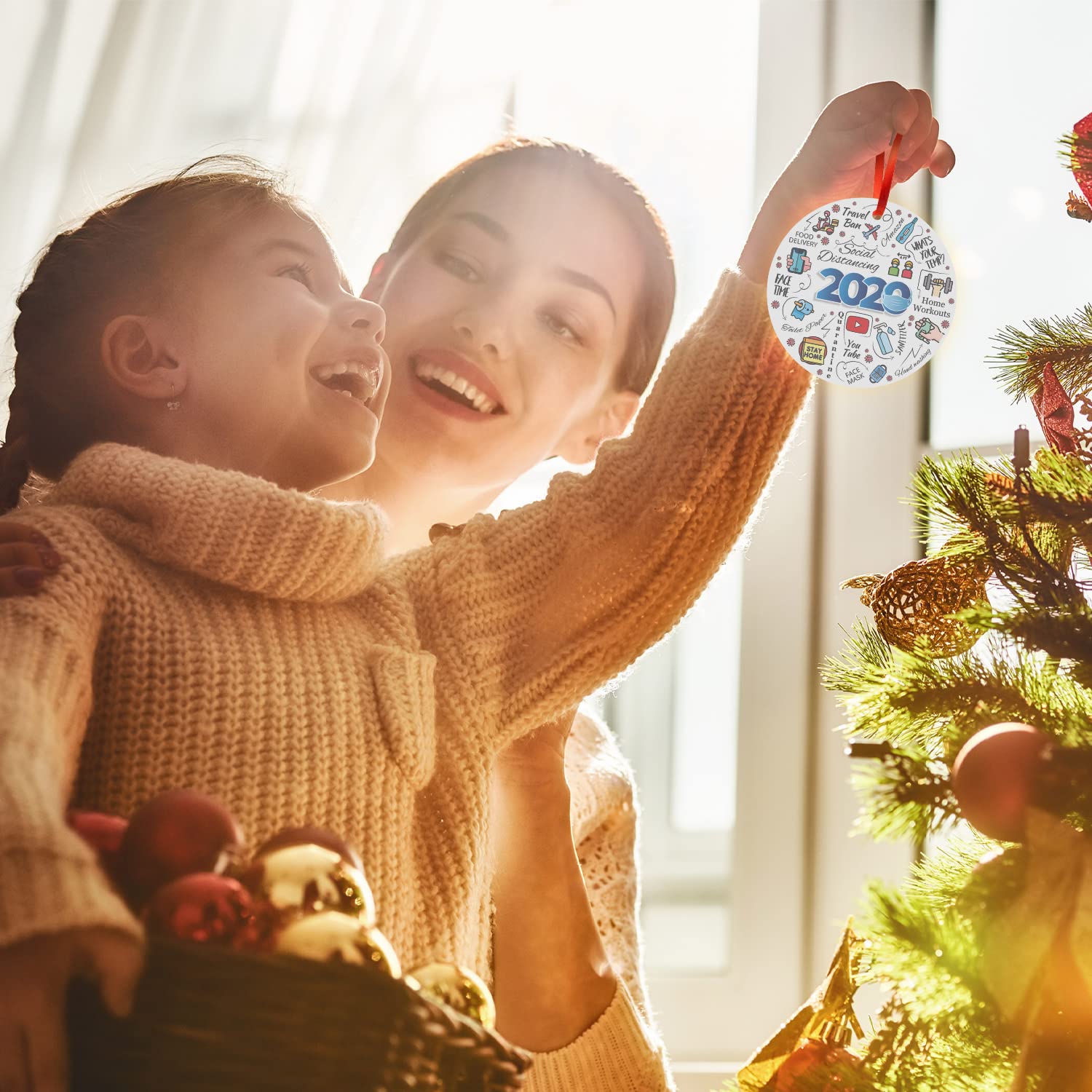 Soul Decor 2020 Christmas Ornaments Large 375 Inch Round Metal Ornament with Sigo Signs Velvet Pouch Included - View 2 of 2