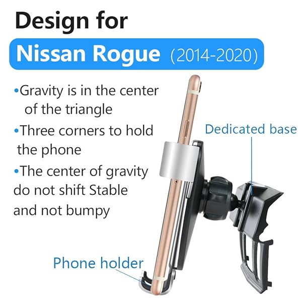 musttrue LUNQIN Car Phone Holder for 2014-2020 Nissan Rogue SUV Big Phones Case Friendly Auto Accessories Navigation Bracket Mobile Mount - View 7 of 7