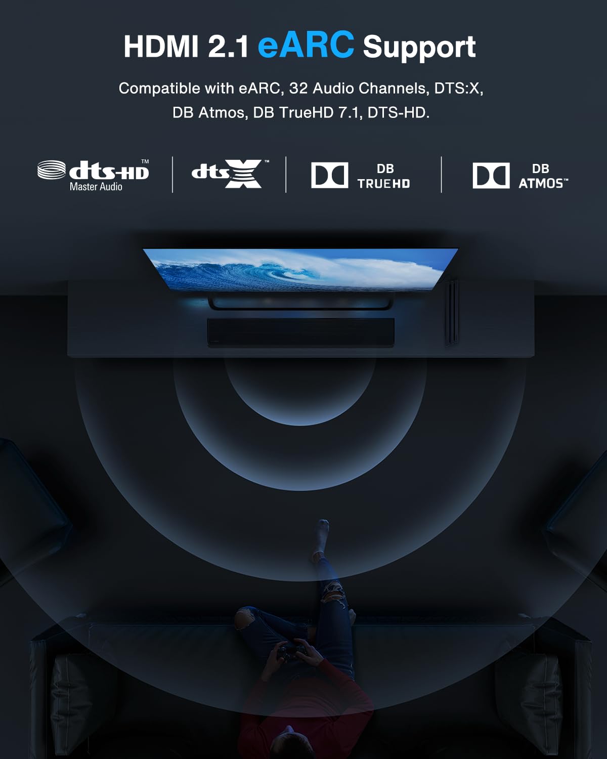 IVANKY Short 8K HDMI Cable 1 Foot High Speed HDMI 2.1 Braided Cord Compatible with UHD TV PS5 Xbox Blu-ray Monitor 4K 8K HDR - View 5 of 7