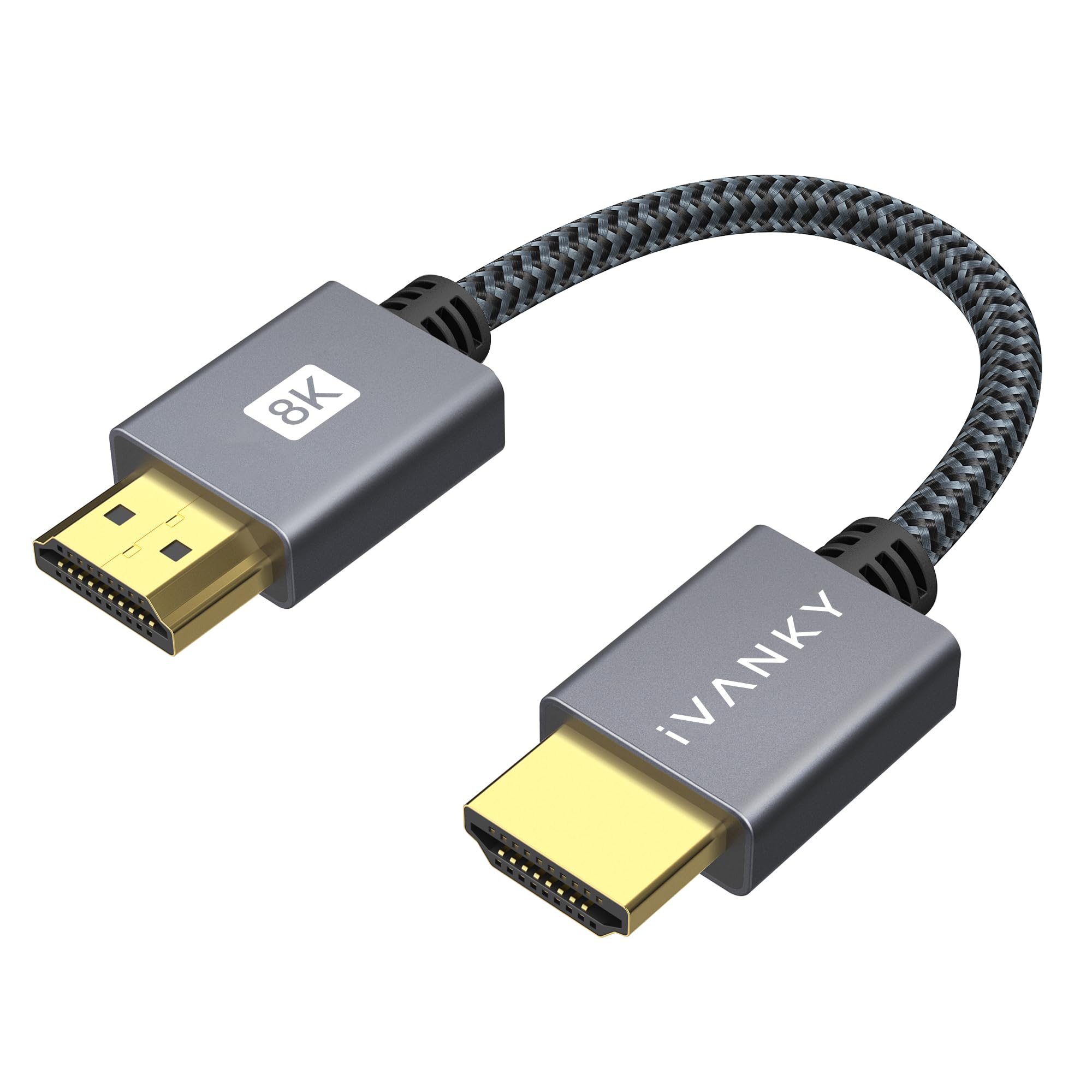 IVANKY Short 8K HDMI Cable 1 Foot High Speed HDMI 2.1 Braided Cord Compatible with UHD TV PS5 Xbox Blu-ray Monitor 4K 8K HDR