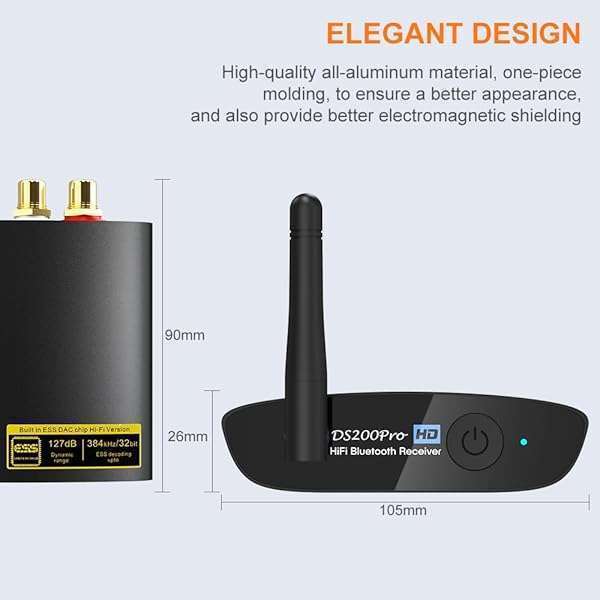 1Mii 1Mii HiFi Bluetooth 5.3 Music Receiver DS200Pro: LDAC, aptX HD, RCA & Optical Output for Home Stereo - View 8 of 9