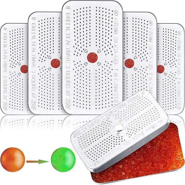 Patelai 40g Reusable Silica Gel Dehumidifier Canisters - Orange to Green Absorbers for Car, Closet, and Storage (5 Pack)