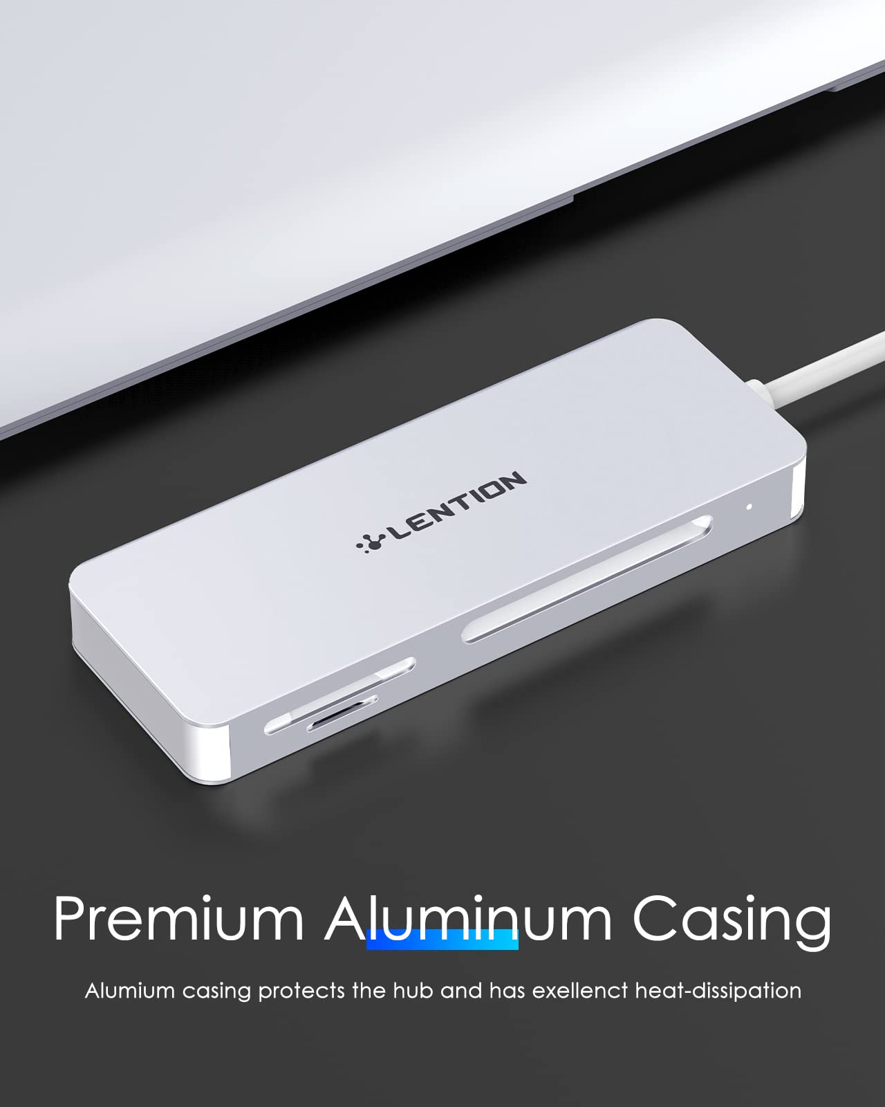 LENTION USB 3.0 Card Reader for CF SD Micro SD Compatible with Windows MacOS ChromeOS Fast Data Transfer Silver - View 6 of 7