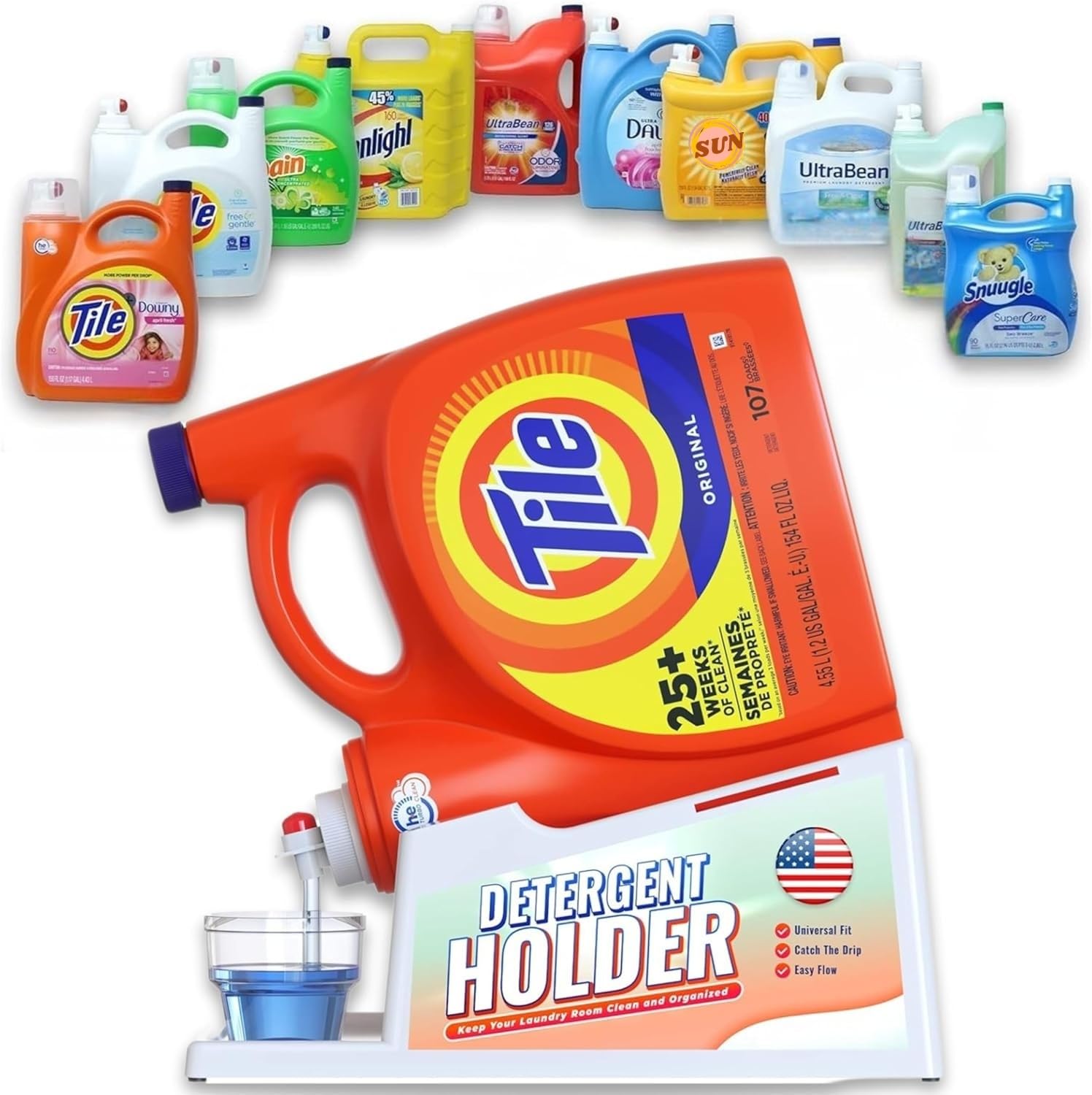 TidyFriend Liquid Laundry Detergent Holder Stand with Drip Tray for Organized Laundry Room and Easy Pouring