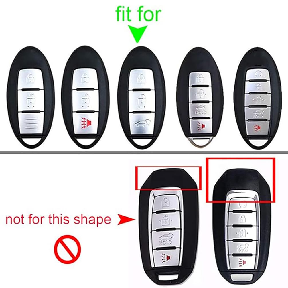 Ontto Key Fob Case for Nissan Rogue Armada Murano Infiniti JX35 Q50 Q60 QX56 Leather Remote Cover with Metal Protection Black - View 2 of 8