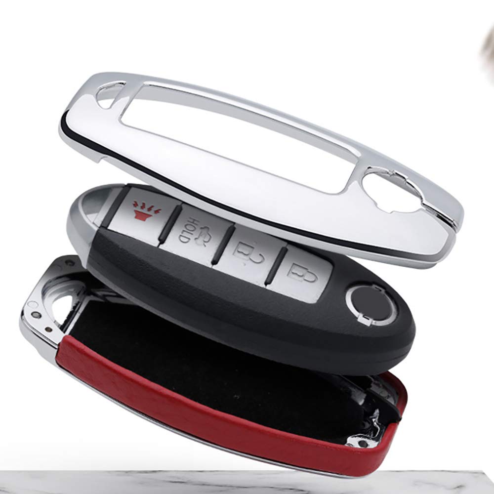 Ontto Key Fob Case for Nissan Rogue Armada Murano Infiniti JX35 Q50 Q60 QX56 Leather Remote Cover with Metal Protection Black - View 5 of 8