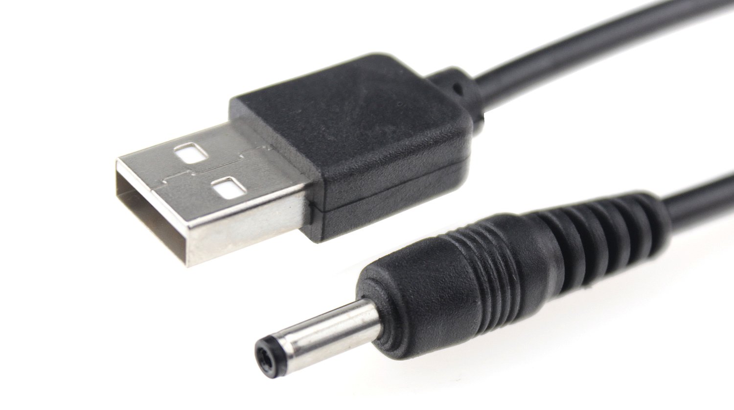 FitTurn 5V DC Power Cord USB to 3.5mm x 1.35mm Barrel Jack Adapter Charging Cable Plug Black - View 5 of 6