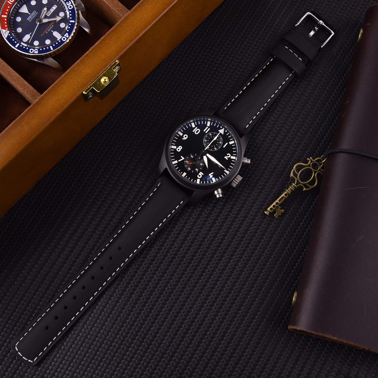 Ritche Christmas Gift 20mm Genuine Leather Watch Band for Galaxy Watch 6 Classic Vintage Quick Release Espresso Brown Stocking Stuffers - View 2 of 7