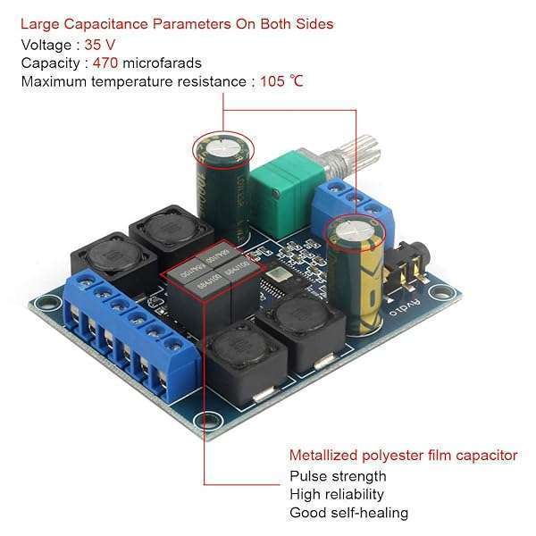 Doudou et Compagnie 2pcs TPA3116D2 Class D Stereo Amplifier Board - 2x50W, DC 5V-24V Digital Audio Solution - View 5 of 6