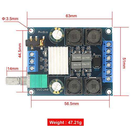 Doudou et Compagnie 2pcs TPA3116D2 Class D Stereo Amplifier Board - 2x50W, DC 5V-24V Digital Audio Solution - View 6 of 6
