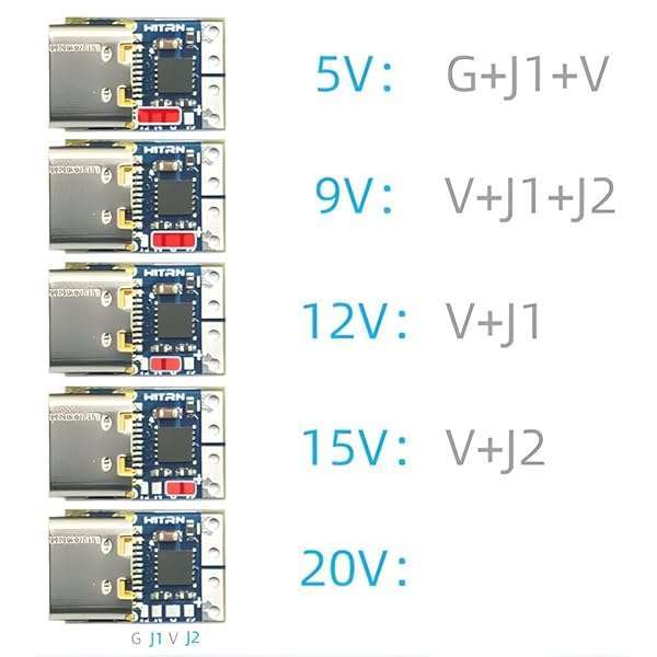 JacobsParts 5 Pack JacobsParts USB-C PD 20V Power Trigger Module - 5A Type-C Female Input for Fast Charging - View 7 of 10