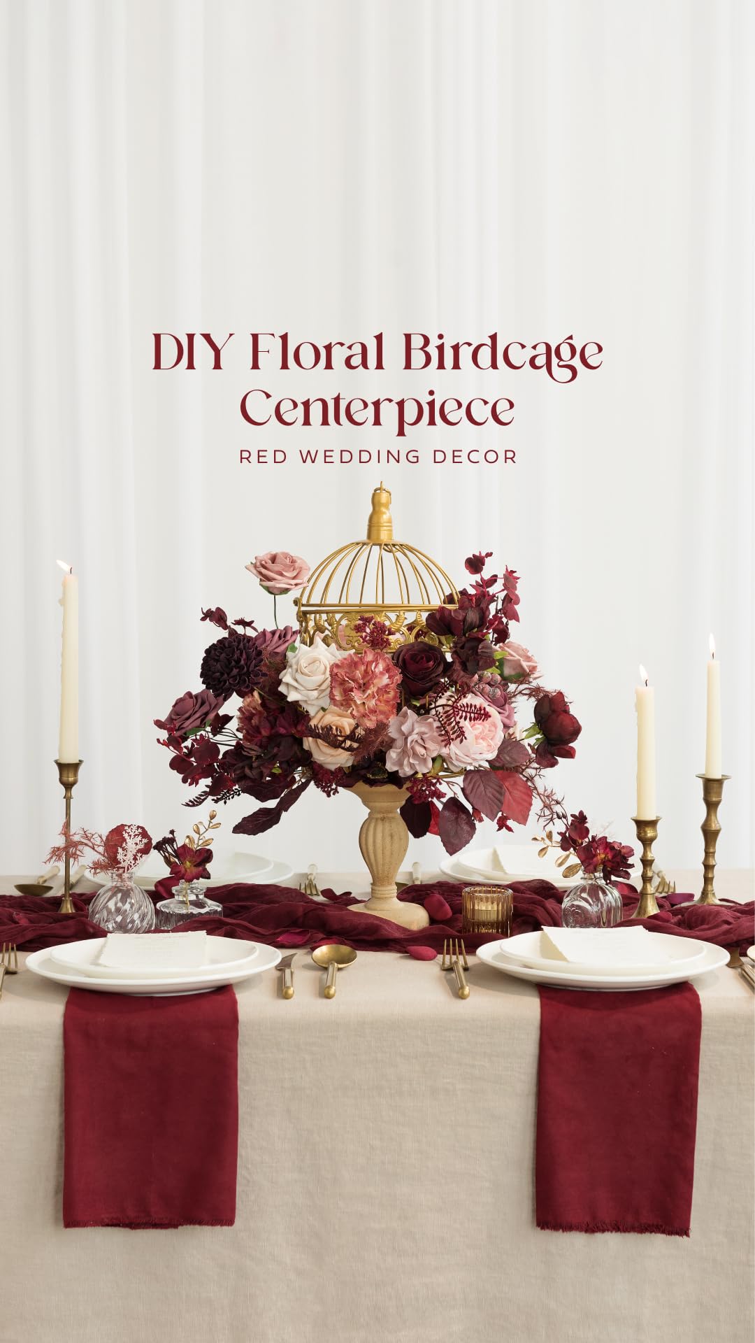 Ling's Moment 50Pcs Burgundy Roses Artificial Flowers Real Touch Foam for Wedding Bouquets Centerpieces and Home Decor - View 3 of 7