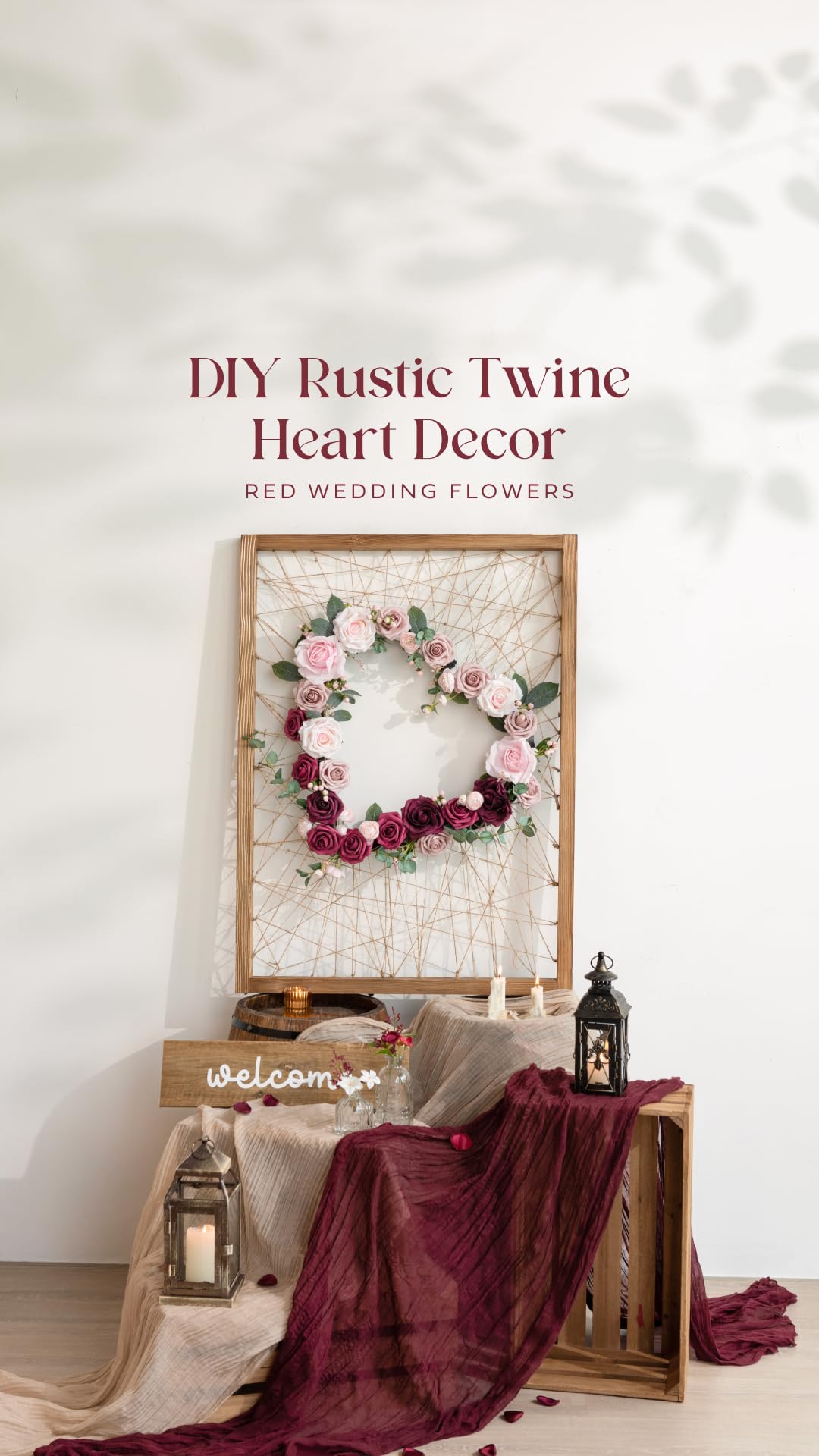 Ling's Moment 50Pcs Burgundy Roses Artificial Flowers Real Touch Foam for Wedding Bouquets Centerpieces and Home Decor - View 4 of 7