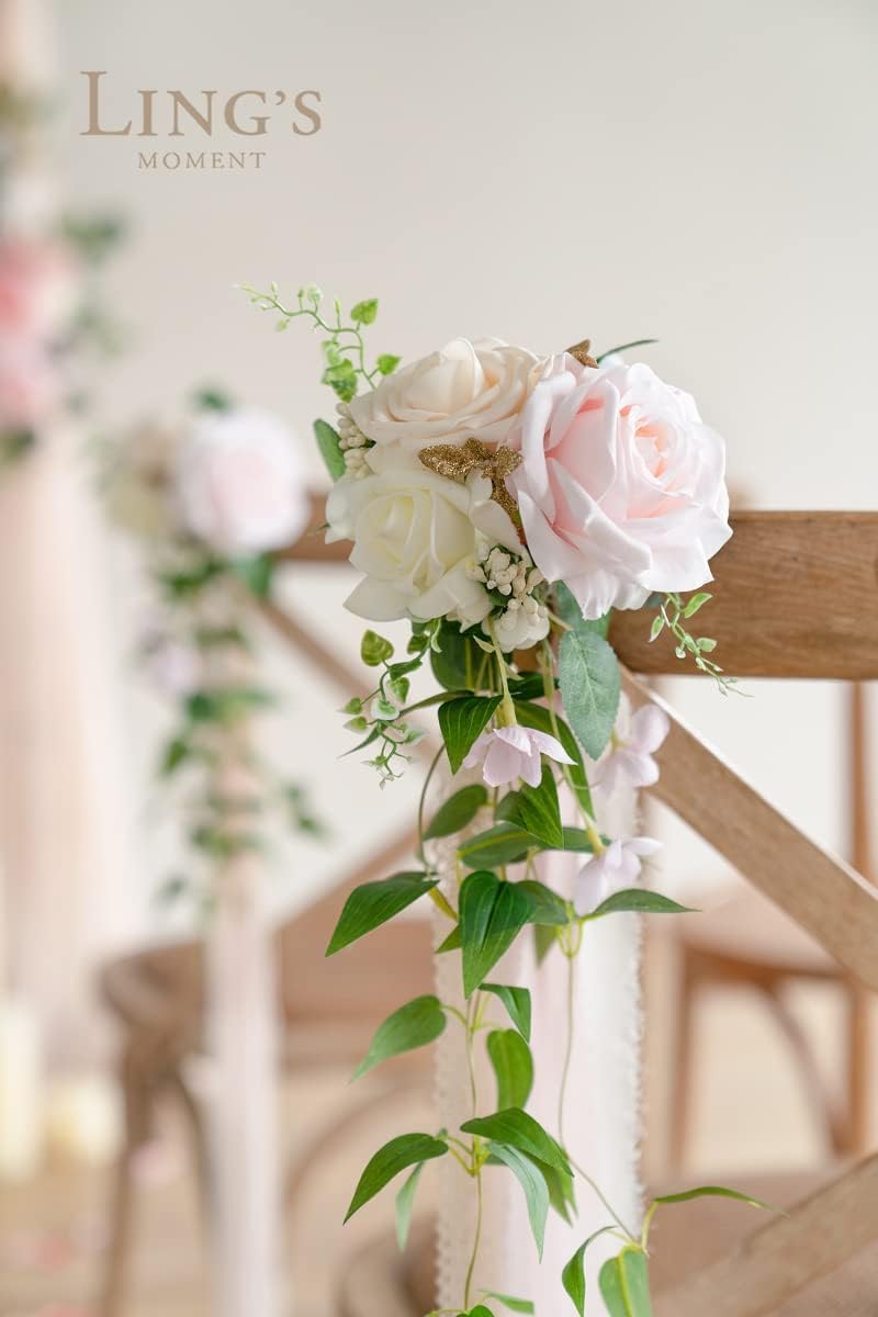 Ling's Moment 50Pcs Cream Roses Artificial Flowers Real Touch Foam for Wedding Bouquets Centerpieces Party Decor and Garden Decorations - View 5 of 7