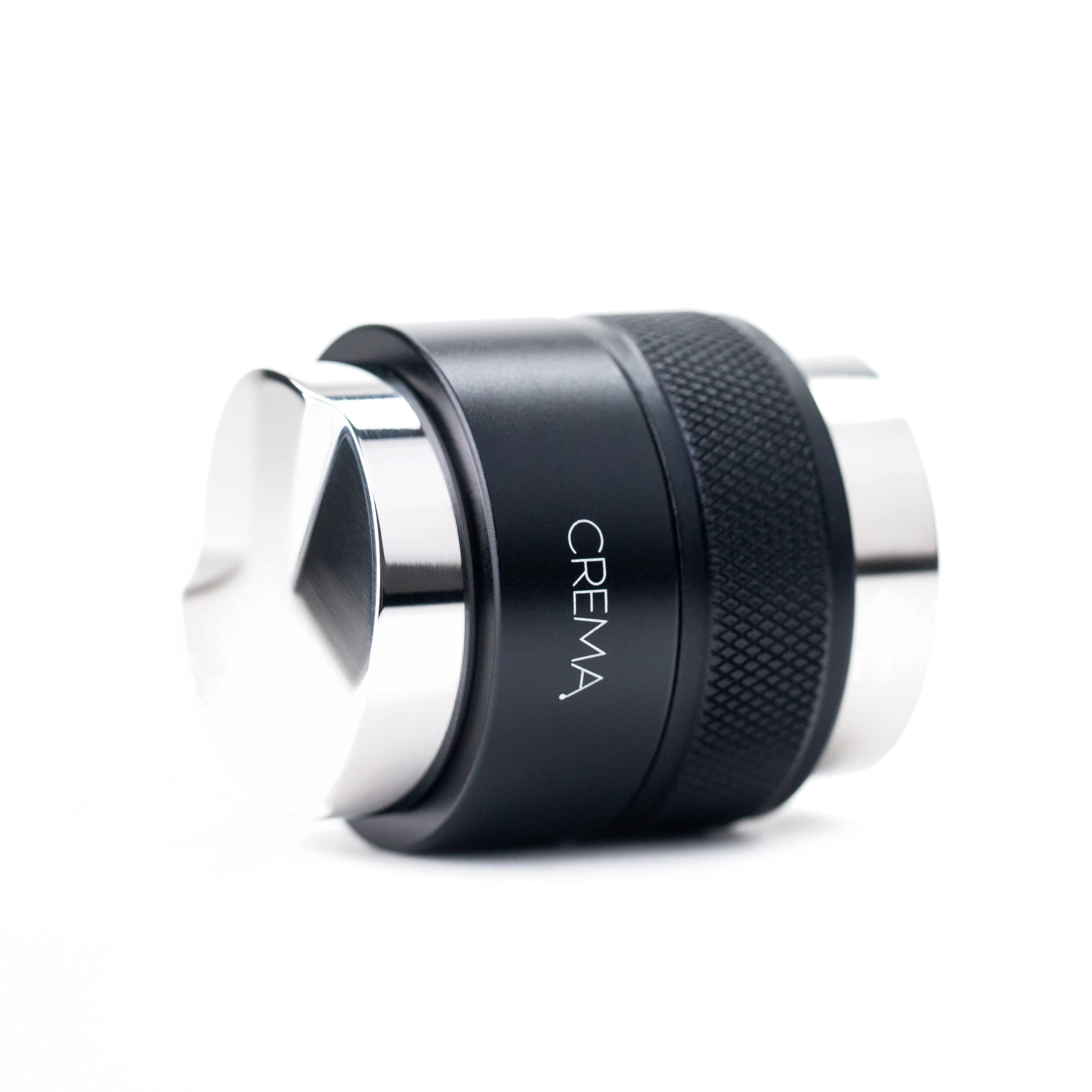 Crema Coffee Products Hand Tamper and Distributor V2 Compatible with Breville Portafilters Adjustable Depth Durable Stainless Steel Black