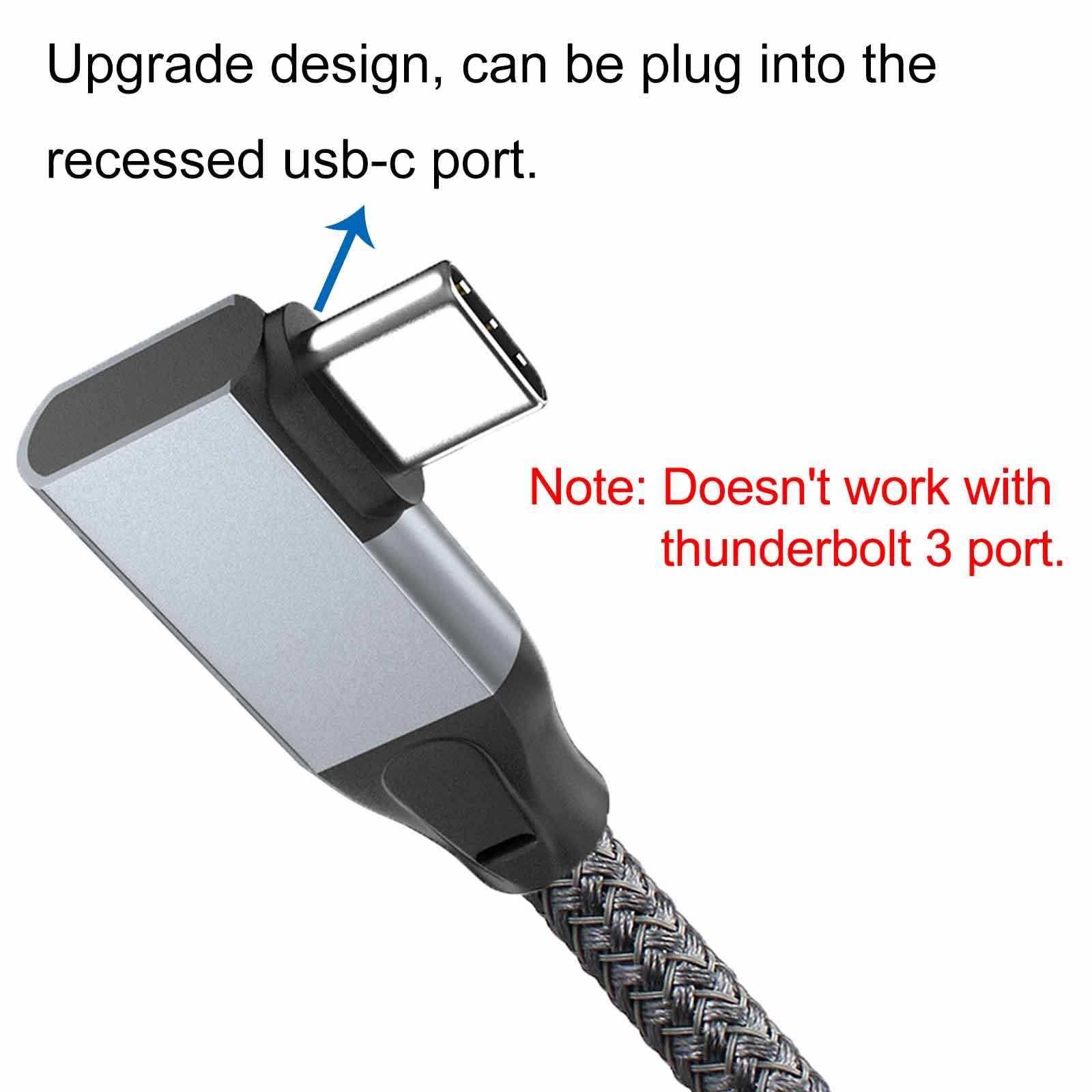 90 Degree USB C Extension Cable 6.6FT Right Angle Type C Adapter for iPhone 15 USB-C MagSafe Charger MacBook Pro and Camera Data Transfer - View 4 of 7