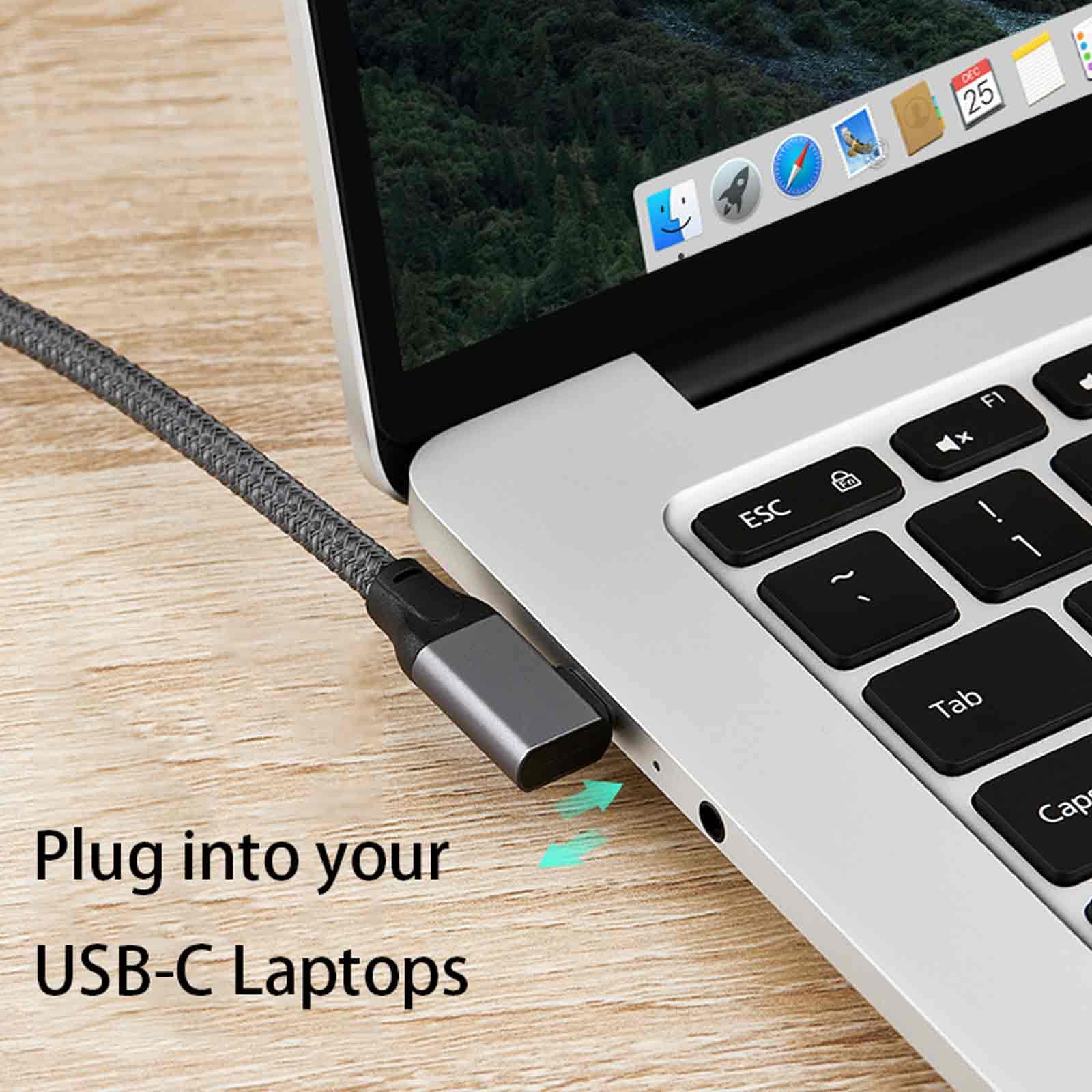 90 Degree USB C Extension Cable 6.6FT Right Angle Type C Adapter for iPhone 15 USB-C MagSafe Charger MacBook Pro and Camera Data Transfer - View 5 of 7