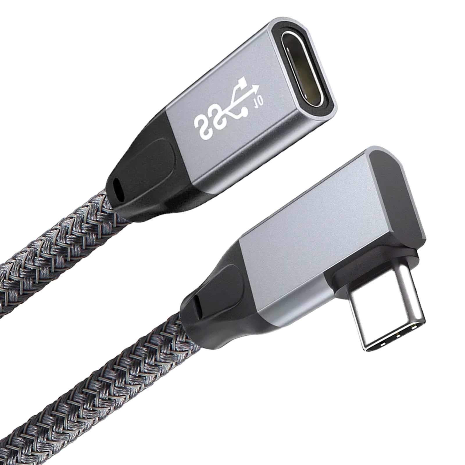 90 Degree USB C Extension Cable 6.6FT Right Angle Type C Adapter for iPhone 15 USB-C MagSafe Charger MacBook Pro and Camera Data Transfer