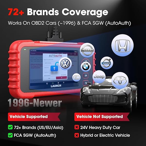 LAUNCH LAUNCH CRP123X OBD2 Scanner with ABS SRS Engine Transmission Code Reader and TPMS Tool Gift Lifetime Free Update Android 7.0 - View 8 of 10