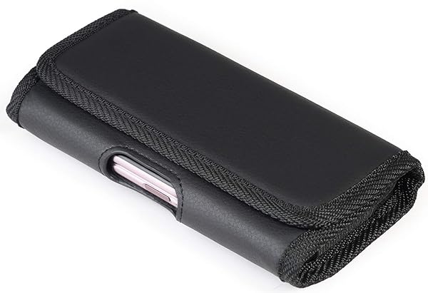 Nakedcellphone Premium Nakedcellphone Black Vegan Leather Case for Galaxy Z Fold 5 - Horizontal Pouch with Metal Clip & Magnetic Closure - View 3 of 9