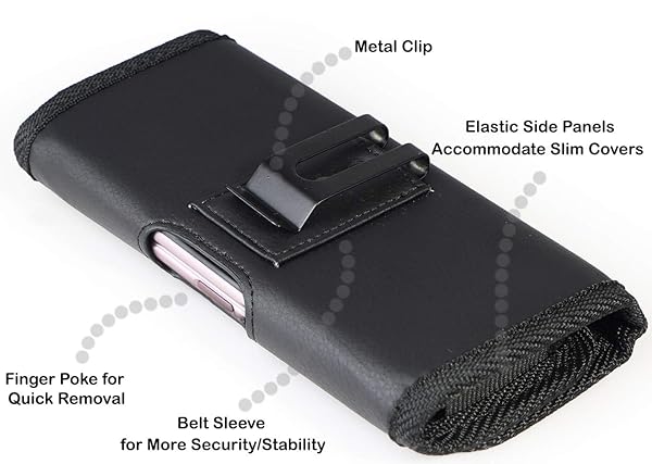 Nakedcellphone Premium Nakedcellphone Black Vegan Leather Case for Galaxy Z Fold 5 - Horizontal Pouch with Metal Clip & Magnetic Closure - View 7 of 9