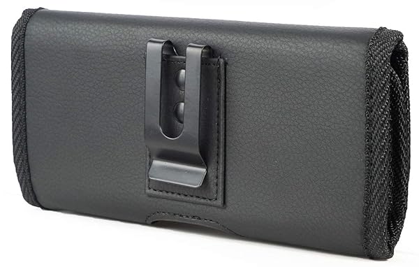 Nakedcellphone Premium Nakedcellphone Black Vegan Leather Case for Galaxy Z Fold 5 - Horizontal Pouch with Metal Clip & Magnetic Closure - View 8 of 9