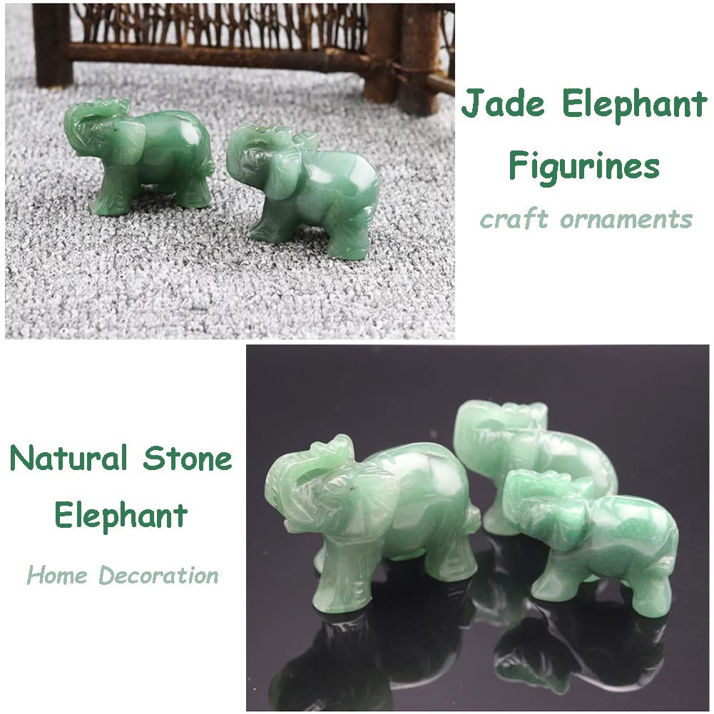 Jade Carved Elephant 2inch Crystal Figurine for Home and Office Decoration - View 2 of 9