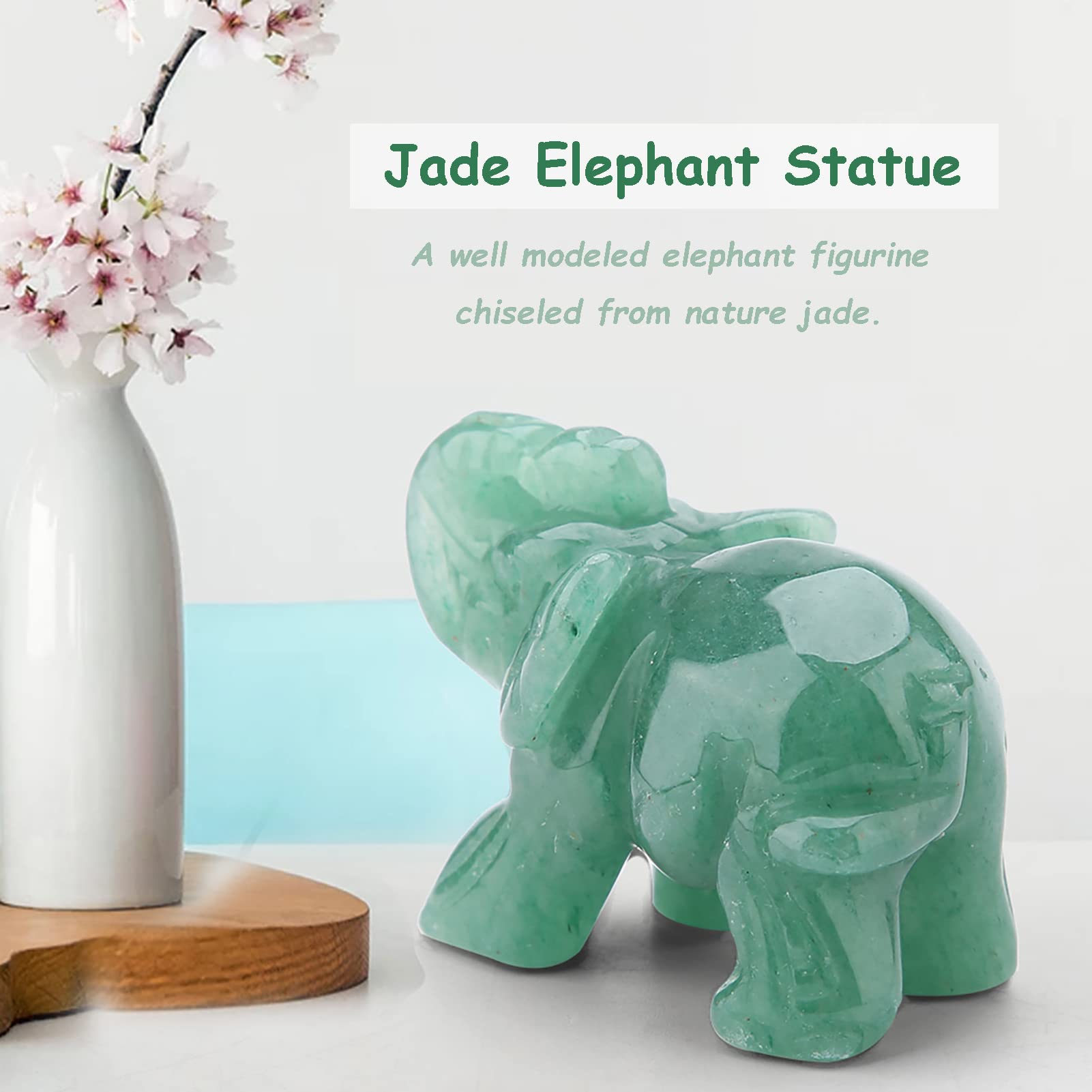 Jade Carved Elephant 2inch Crystal Figurine for Home and Office Decoration - View 3 of 9