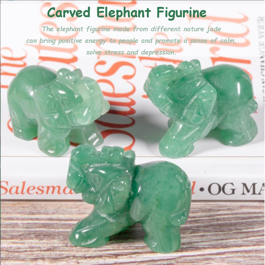 Jade Carved Elephant 2inch Crystal Figurine for Home and Office Decoration - View 4 of 9
