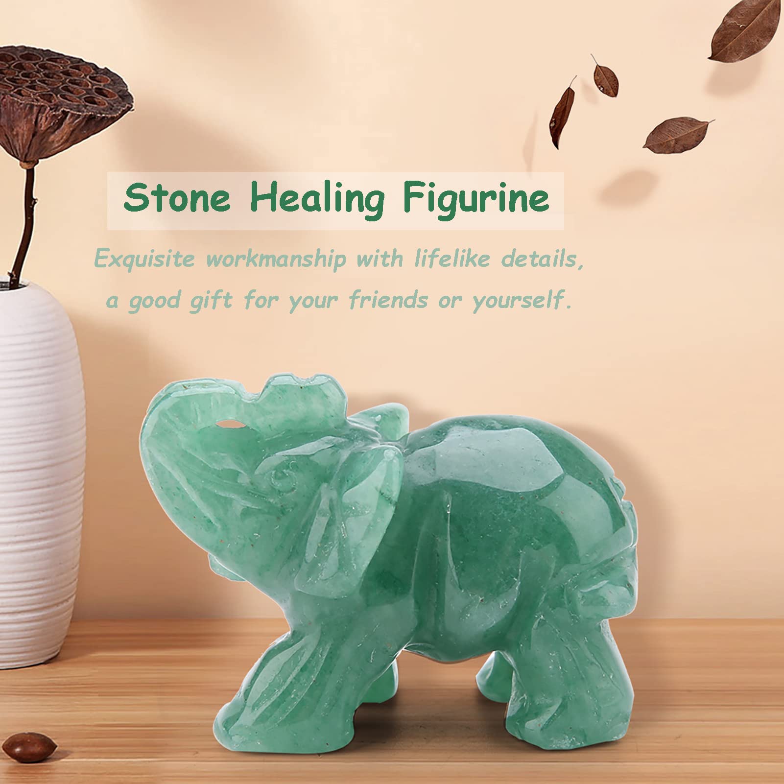 Jade Carved Elephant 2inch Crystal Figurine for Home and Office Decoration - View 5 of 9