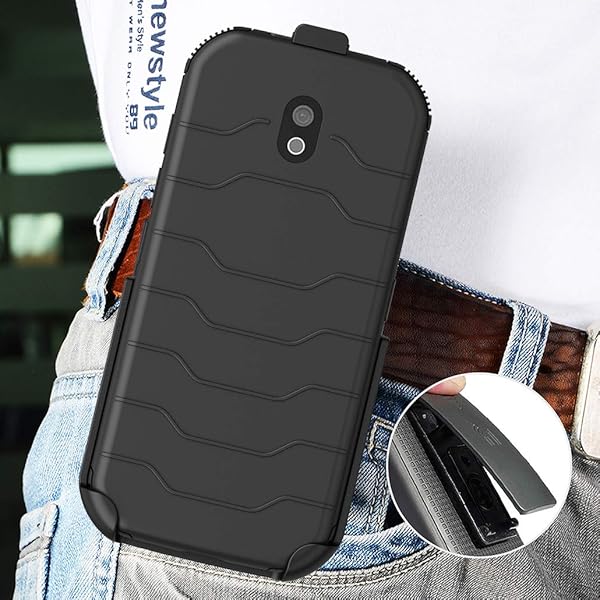 Nakedcellphone Buy Nakedcellphone Black Holster for CAT S42 - Rotating Belt Clip & Kickstand Case - View 8 of 10
