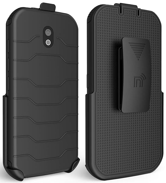 Nakedcellphone Buy Nakedcellphone Black Holster for CAT S42 - Rotating Belt Clip & Kickstand Case - View 9 of 10