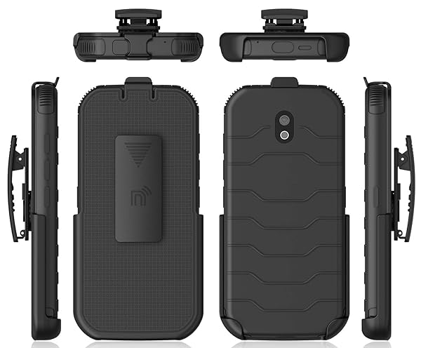 Nakedcellphone Buy Nakedcellphone Black Holster for CAT S42 - Rotating Belt Clip & Kickstand Case - View 10 of 10