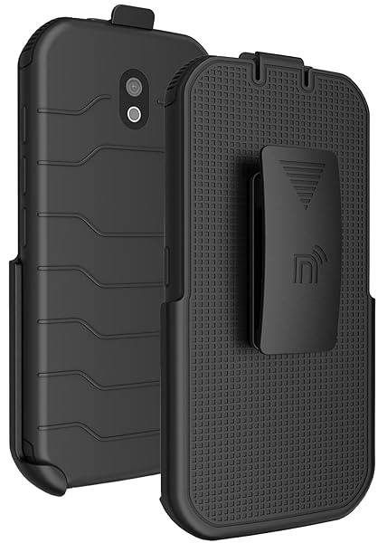 Nakedcellphone Buy Nakedcellphone Black Holster for CAT S42 - Rotating Belt Clip & Kickstand Case - View 2 of 10