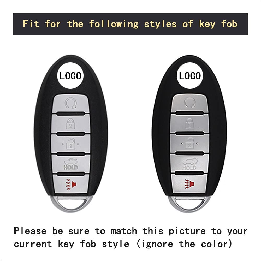TANGSEN Smart Key Fob Case for Infiniti and Nissan 5 Button Keyless Entry Remote Carbon Fiber ABS Blue Silicone Cover - View 4 of 5