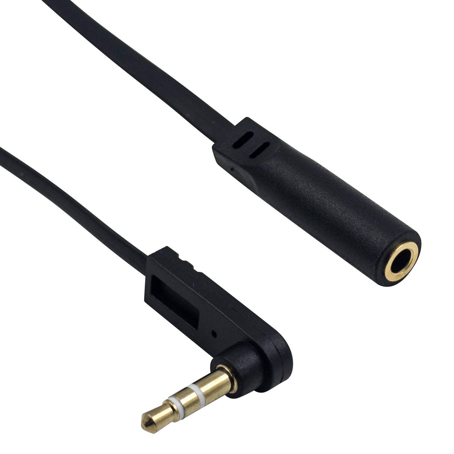 Poyiccot 3.5mm Headphone Extension Cable 2-Pack Flat Right Angle Male to Female Audio Stereo Short Cable for Phones Speakers PS4 Headset 6.8inch - View 2 of 7