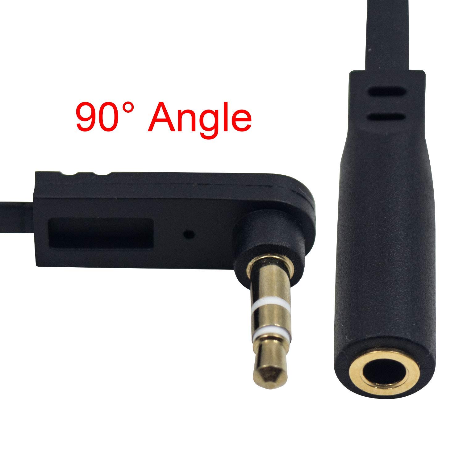 Poyiccot 3.5mm Headphone Extension Cable 2-Pack Flat Right Angle Male to Female Audio Stereo Short Cable for Phones Speakers PS4 Headset 6.8inch - View 3 of 7