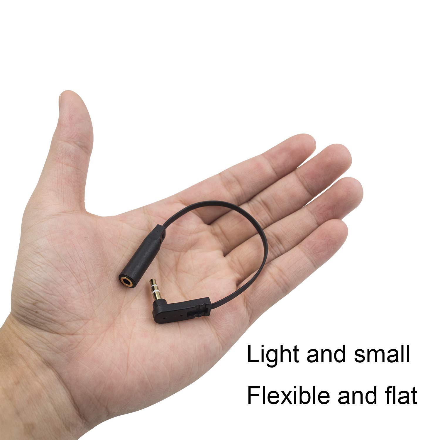 Poyiccot 3.5mm Headphone Extension Cable 2-Pack Flat Right Angle Male to Female Audio Stereo Short Cable for Phones Speakers PS4 Headset 6.8inch - View 7 of 7